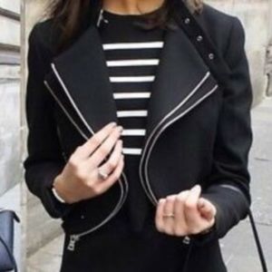 ZARA BLACK CROPPED JACKET WITH ZIP COAT BLAZER